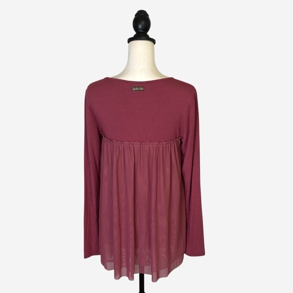 Matilda Jane Ruffle Layered Top Long Sleeve Mauve Pink Make Believe S - Picture 6 of 11